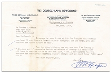 Nazi Public Enemy Number One Otto Strasser Typed Letter Signed -- ...I know...how short today 1000 years are...