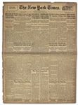 WWII New York Times Newspaper From 6 August 1945 -- The Day the Atom Bomb Was Dropped on Hiroshima