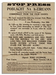 The Battle of Dublin & Start of The Irish Civil War Announced in This Broadside -- 28 June 1922