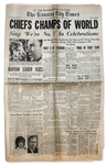 Super Bowl IV CHIEFS CHAMPS OF WORLD Announced in Kansas City Times