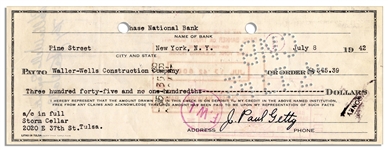 Billionaire Oil Magnate J. Paul Getty Signed Check
