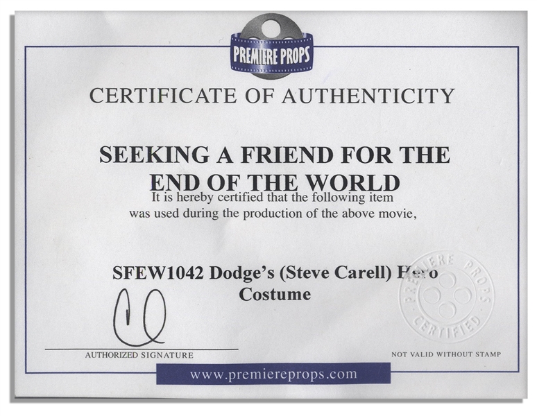Steve Carell Screen-Worn Hero Wardrobe From ''Seeking a Friend for the End of the World'' -- With COA From Premiere Props