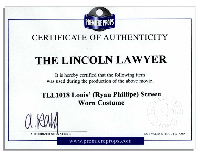 Ryan Phillipe Screen-Worn Wardrobe From ''The Lincoln Lawyer''