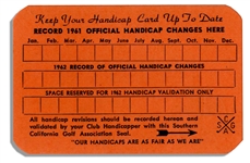 Milton Berle's 1962 Golf Handicap Verification Card From Hillcrest Country Club