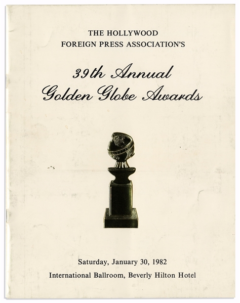 Golden Globe Awards Ticket & Program From the 39th Annual Ceremony in 1982