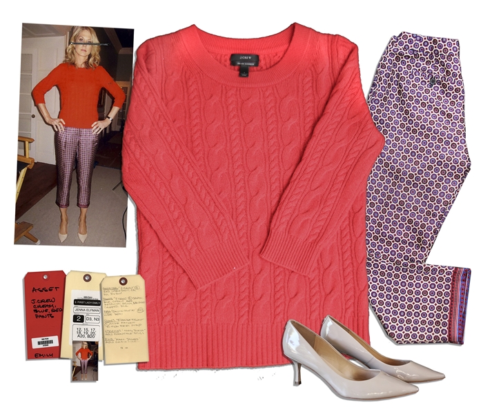 Jenna Elfman Screen-Worn Cashmere Sweater, Pants & Shoes From ''1600 Penn'' -- With Wardrobe Tag & 20th Century Fox COA