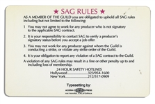 SAG Card Belonging to Football Legend & Actor Bubba Smith