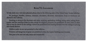 President Bill Clinton Senate Impeachment Trial Ticket -- Admits Bearer to the Senate Diplomatic Gallery