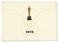 Complete First Draft Production Script and Invitation to the 1972 Academy Awards -- Rare Internal Script & Ticket From the Event's Art Director