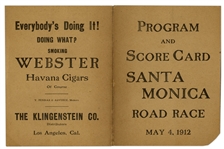 Vintage 1912 Santa Monica Road Race Program