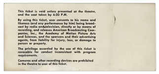 1966 Academy Awards Ticket to Oscar Ceremony