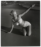 Original 1946 Photograph of Marilyn Monroe Taken by Andre de Dienes -- With de Dienes Backstamps, Developed by Him From His Negative -- Large Format Photo Measures 11'' x 12.25''