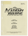 67th Academy Awards Presentation ''Final Draft'' Script -- With Detailed Schedule, Staff List, Rundown & Script