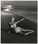 Original 1946 Photograph of Marilyn Monroe Taken by Andre de Dienes -- With de Dienes Backstamp, Developed by Him From His Negative -- Large Format Photo Measures 11'' x 12.25''