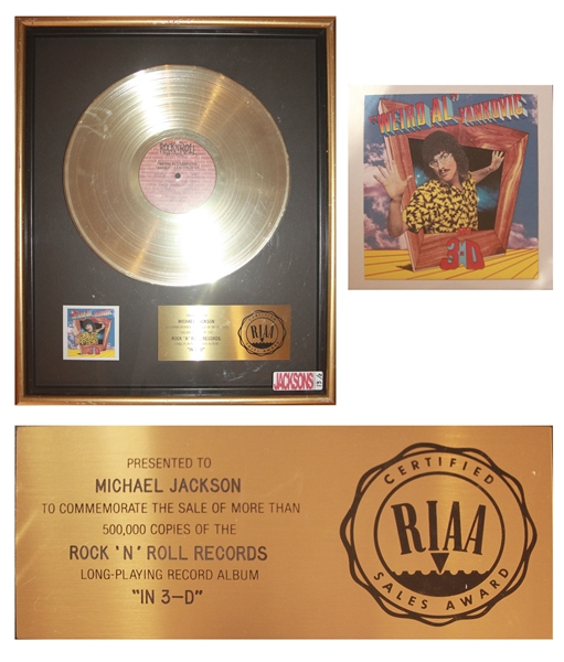 Michael Jackson's Personally Owned RIAA Award for the ''Beat It'' Parody Song, ''Eat It''
