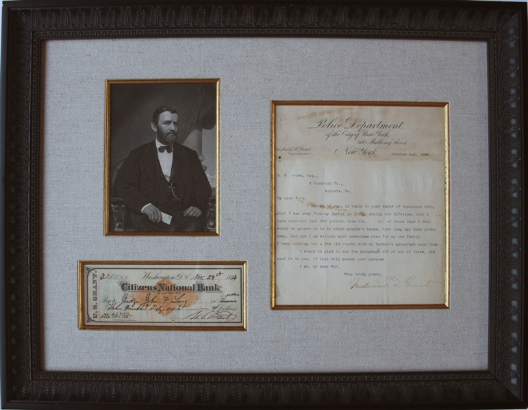 Ulysses S. Grant Check Signed as President -- With Letter of Provenance From Grant's Son