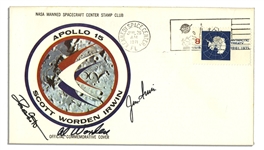 Apollo 15 Crew-Signed NASA Insurance Cover -- Signed Al Worden, Dave Scott & Jim Irwin -- Cancelled 26 July 1971 -- 6.5 x 3.75 -- Near Fine -- With COA From Worden