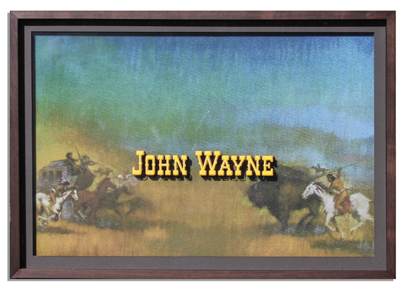 Large, Original Hand-Painted 33'' x 23'' Glass Movie Title Art Crediting John Wayne for ''How the West Was Won'' -- The Only John Wayne Glass Title Art Available