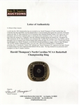 1983 North Carolina NCAA Basketball Championship 10kt Ring -- From Wolfpack Player Harold Thompson for What's Considered the Best College Basketball Championship Game Ever Played