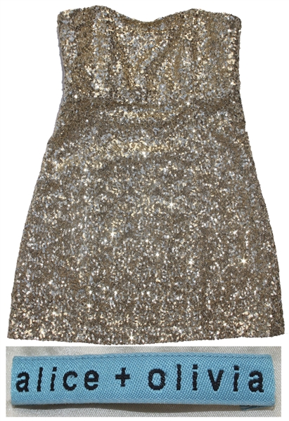 Sheryl Crow Personally Owned & Worn Gold Sequined Party Dress by ''Alice + Olivia''