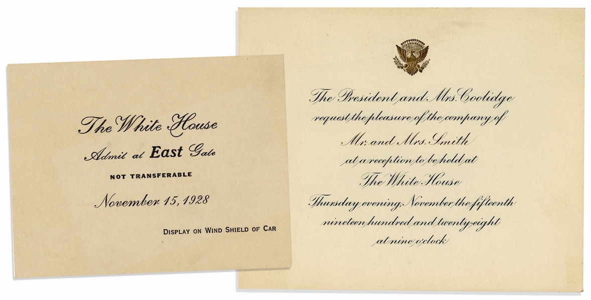 Calvin Coolidge Invitation to Dinner at the White House