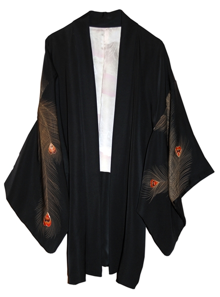 Alicia Keys Worn Silk Kimono, With Stunning Peacock Feather Design -- With a COA From the Singer