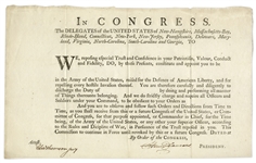 Continental Congress President Henry Laurens Signed Military Appointment for the Revolutionary War