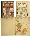 Watercolor Illustration of Little Orphan Annie & Her Dog Sandy by Author Harold Gray -- Within a First Edition of Little Orphan Annie in the Circus