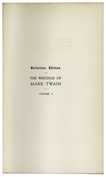 Mark Twain Signed ''The Works of Mark Twain'' -- Complete 35 Volume Set, Signed Both ''S.L. Clemens / Mark Twain'' in the First Volume
