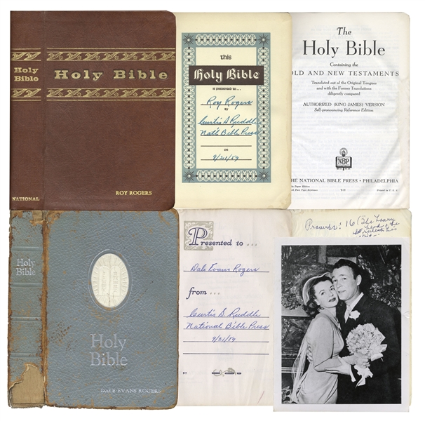 Roy Rogers Personally Owned Bible With His Monogram -- Also With Dale Evans Rogers Personally Owned Bible With Her Monogram -- From the Roy Rogers Estate