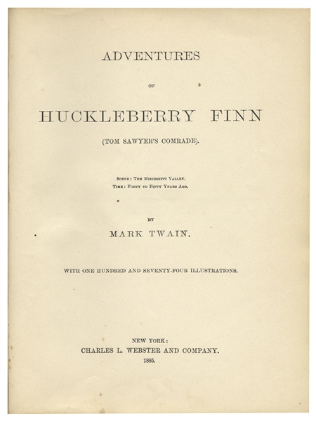 Attractive First Edition Set of Mark Twain's ''Adventures of Tom Sawyer'' & ''Adventures of Huckleberry Finn'' -- Both Bound in Publisher's Blue Cloth