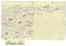 Bruce Lee Personally Owned Signed & Handwritten Essay From High School -- ...how great is mans ability to brave the dangers which confront him... -- Among Earliest Examples of Lees Writing