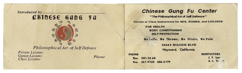 Very Early Business Card From Bruce Lees Chinese Gung Fu Studio in Hayward, California