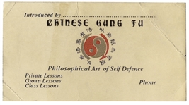 Very Early Business Card From Bruce Lee's ''Chinese Gung Fu'' Studio in Hayward, California