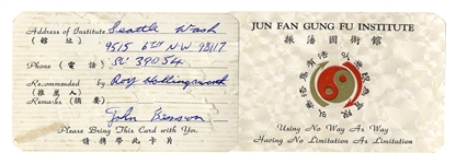 Membership Card to Bruce Lees Jun Fan Gung Fu Institute in Seattle