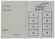 Bruce Lee Membership Card to His Jun Fan Gung Fu Institute