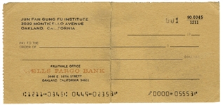First 001 Check From Bruce Lees Jun Fan Gung Fu Institute -- From the Mid-1960s