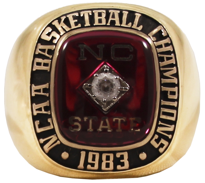 1983 North Carolina NCAA Basketball Championship 10kt Ring -- From Wolfpack Player Harold Thompson for What's Considered the Best College Basketball Championship Game Ever Played