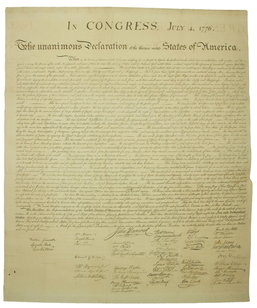 1843 Force Declaration of Independence From Original Copper Plate