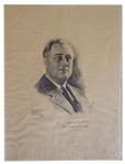 President Franklin D. Roosevelt Signed Portrait Engraving -- Measuring 18'' x 24''