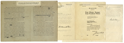 Woodrow Wilson Speech Draft as President, Hand-Annotated by Him -- Wilson Writes Fiery Rhetoric Regarding the Evils of Germany During WWI -- ...Against the horror of military conquest...