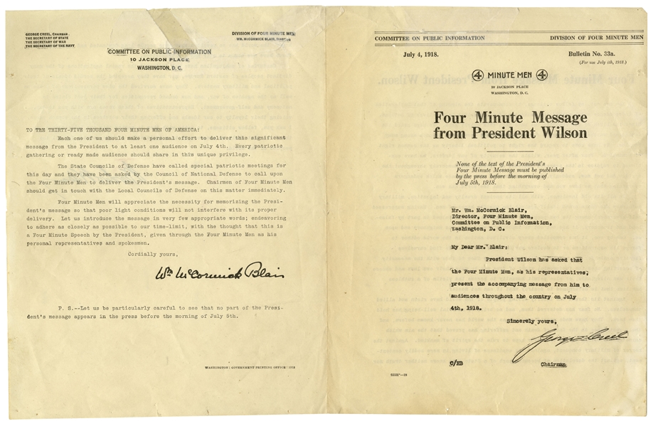 Woodrow Wilson Speech Draft as President, Hand-Annotated by Him -- Wilson Writes Fiery Rhetoric Regarding the Evils of Germany During WWI -- ''...Against the horror of military conquest...''