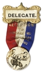 Delegate Badge for Theodore Roosevelts 1912 Progressive Party -- The First Progressive Party, Which Advocated to Get Corporate Interests Out of Politics