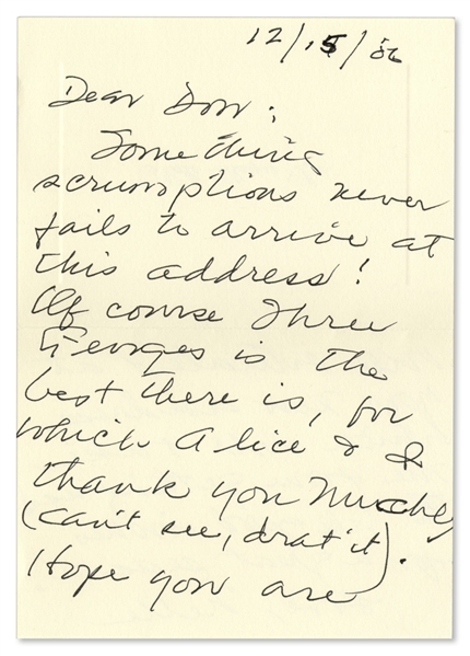 Author Harper Lee Autograph Letter Signed -- With Mention of Lee's Worsening Macular Degeneration -- ''...can't see, drat it...''