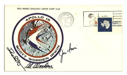 Apollo 15 Crew-Signed Astronaut Insurance Cover -- Signed Al Worden, Dave Scott & Jim Irwin -- Cancelled 26 July 1971 -- 6.5 x 3.75 -- Near Fine -- With COA From Worden