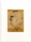 Art by Opera Great Enrico Caruso -- Signed Bust Sketch in Profile of Caruso Is Likely Him in Character