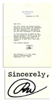 President Nixon Letter Signed During Watergate -- ...urging me not to resign the Presidency...It is my intention to remain on the job... -- 20 February 1974