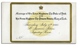 Ticket to The Wedding of George Duke of York to Princess Victoria Mary of Teck