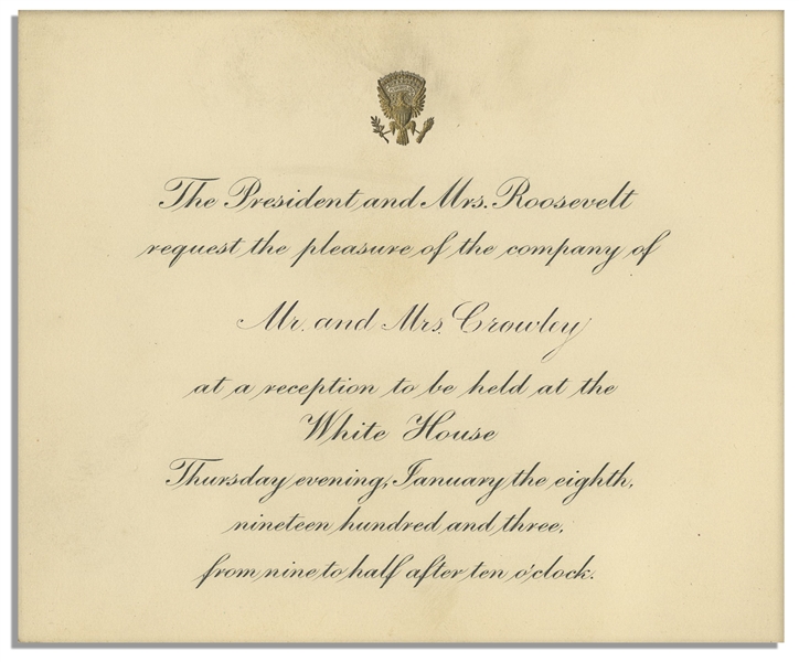 Theodore Roosevelt 1903 White House Invitation