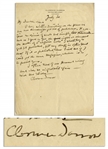 Clarence Darrow Autograph Letter Signed Regarding Prohibition